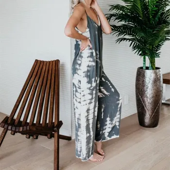 

2019 Strapless Backless Print Wide Leg Jumpsuit Bohemian Sleeveless Sexy Jumpsuits Women Casual Loose Beach Rompers
