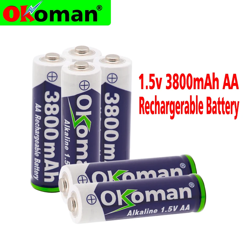 Okoman перезаряжаемая батарея высокой емкости AA 3800mah 1,5 V Новая Щелочная перезаряжаемая батарея для led светильник игрушки mp3