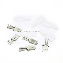 1 PCS 6.3mm Bronze Barco Altofalante Do Carro Placa de Circuito Conector Macho Plug Montagem Bloco De Terminais de Cobre Estanhado Com Transparente bainha(China)