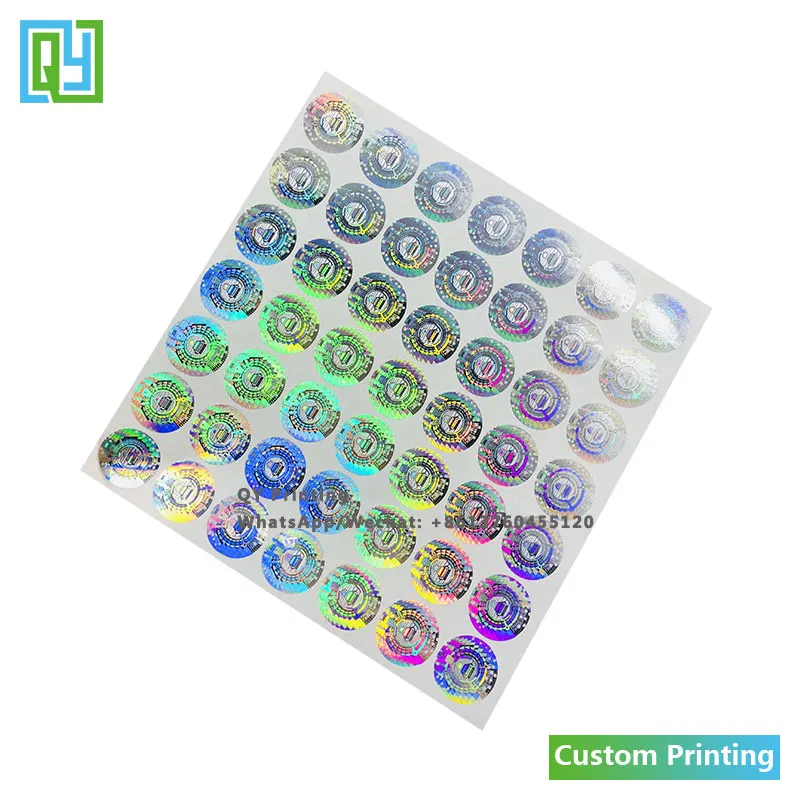 10000 Buah 21X21Mm Label Holografik Foil Perak 3D Kustom Stiker Asli Aman Nama Merek Stiker Label Hologram ID Rusia