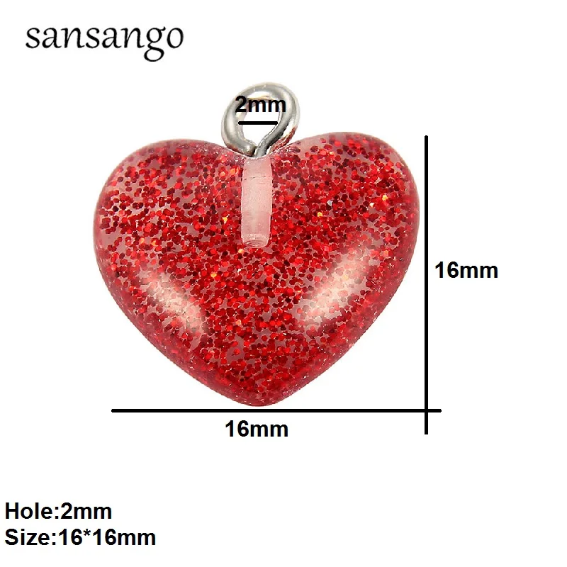 10 шт., модная Милая разноцветная полимерная блестящая подвеска в форме сердца, бусины для изготовления ювелирных изделий, аксессуары, ожерелье, серьги