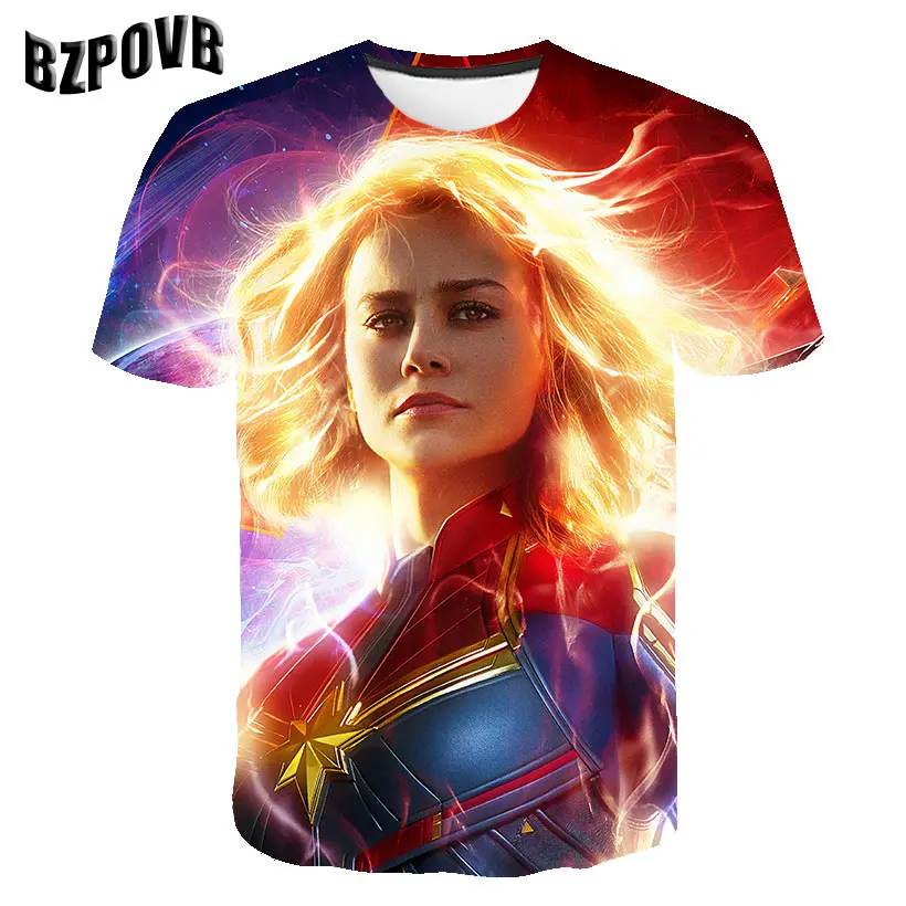 BZPOVB Marvel Comics 2019 Новый Мстители Альянс сюрприз капитан 3D принт круглый вырез