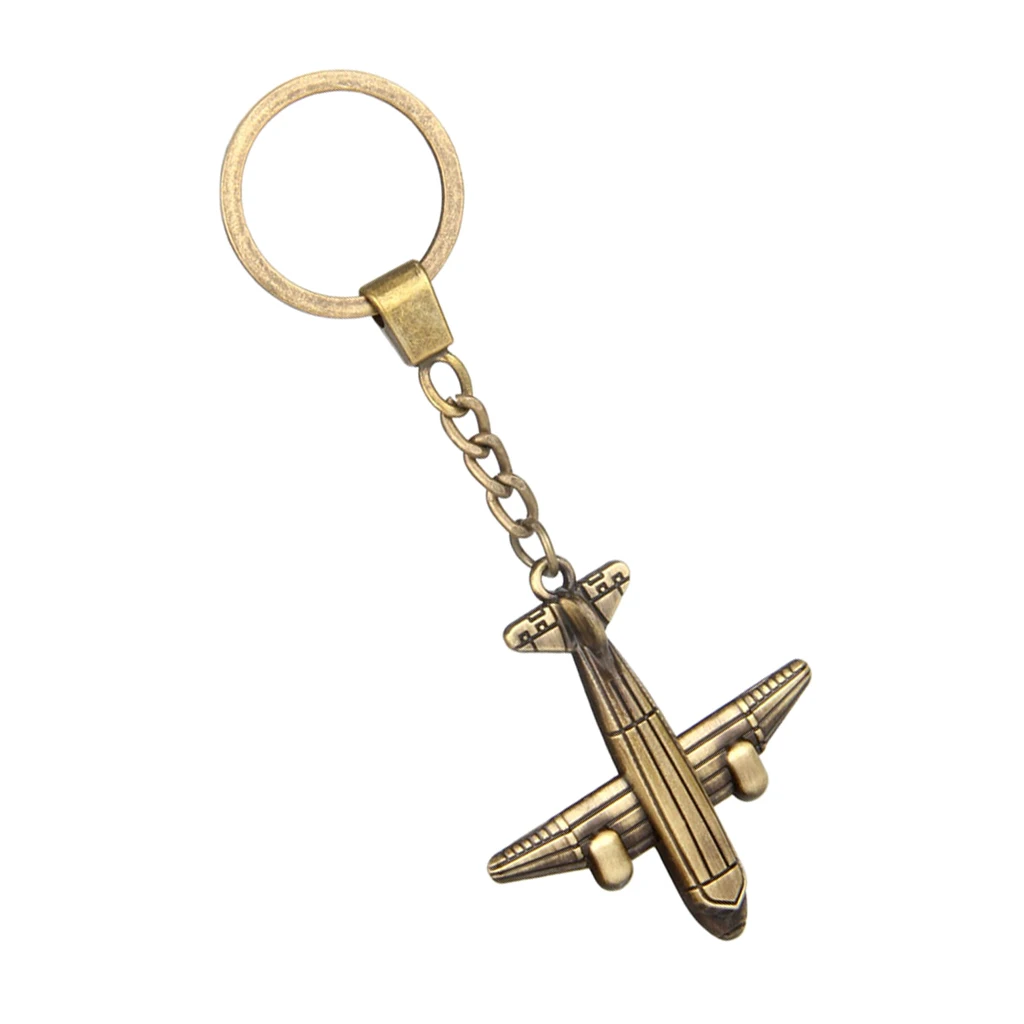 Fashion Airplane Charms Keyring Antique Bronze Aircraft Pendant Keychain Decor Accessories Ornament Jewelry