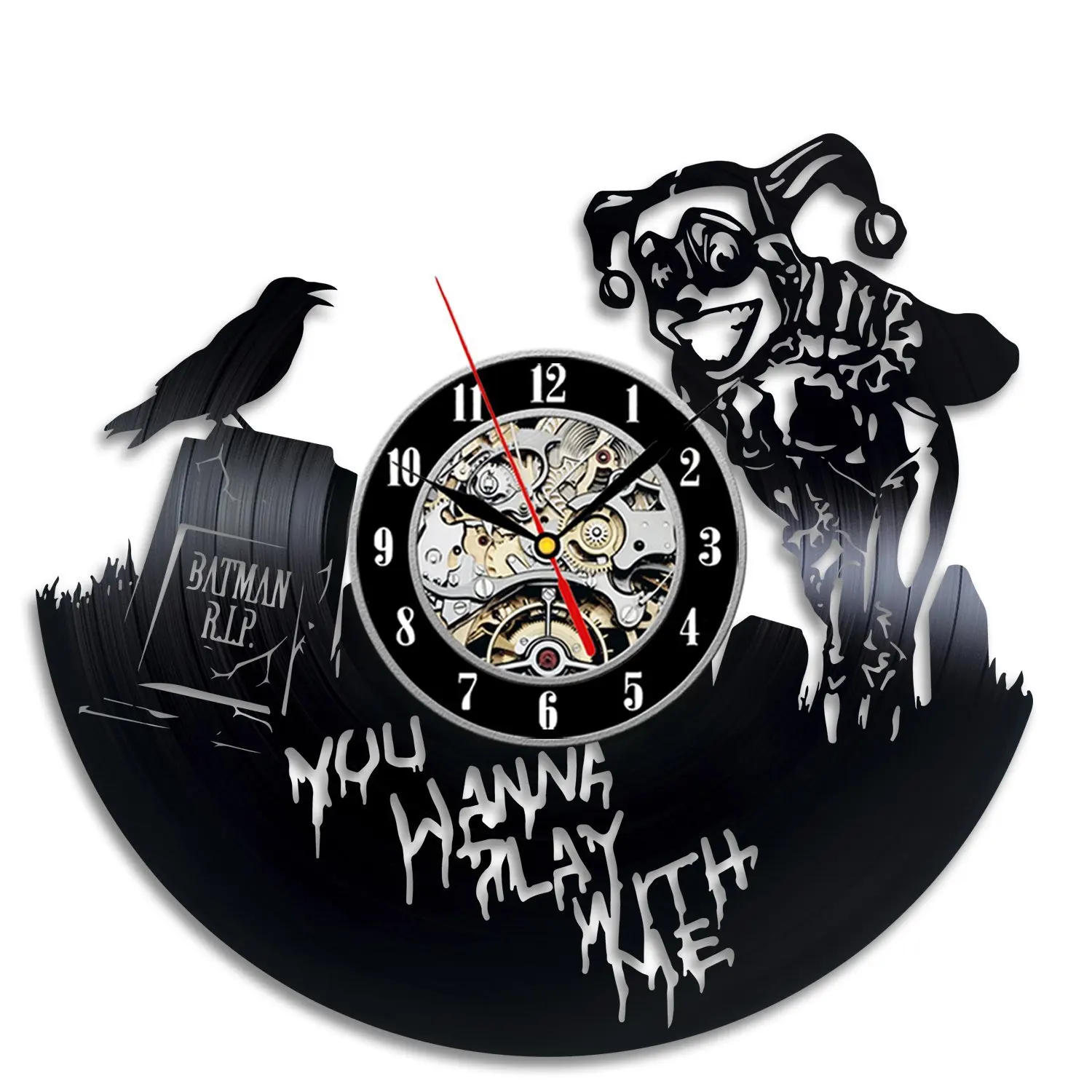 Batman & Harley Quinn Vinyl Wall Clock Vintage Decorative Kids Bedroom