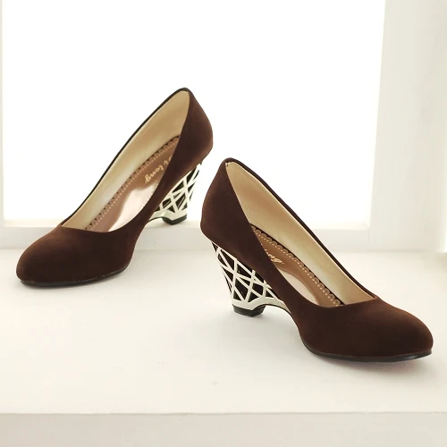 Обувь больших размеров Дамская обувь Женственные туфли Zapatos Mujer Свадебные туфли на высоком каблуке chaussure femme Туфли на высоком каблуке с красной подошвой 1–9 - Цвет: Коричневый
