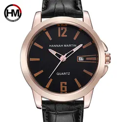 Ханна Мартин Топ бренд моды спортивные часы Для мужчин аналоговые кварцевые светодиодный часы мужские кожаные военные Водонепроницаемый