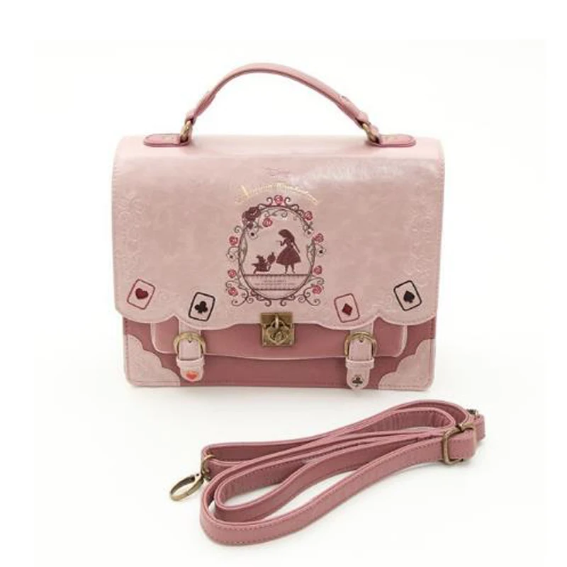 Alice In Wonderland Shoulder Bags Axes Femme Vintage Student Schoolbag Playing Cards Silhouette Handbag Leather Bag shoulder bag,ladies handbag,crossbody bag,underarm bag,leather bag handles,obag accessories