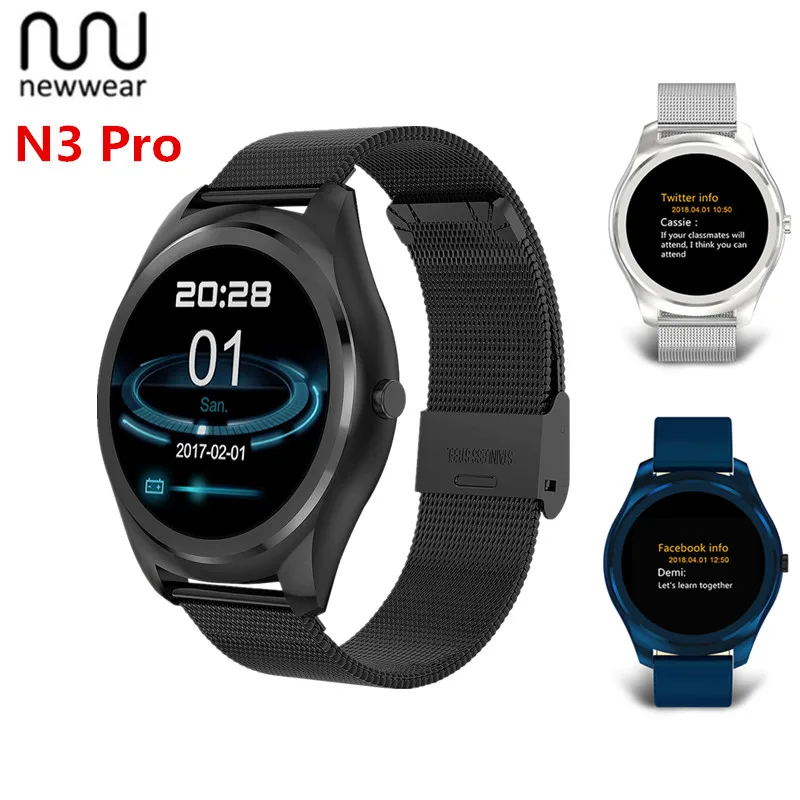 Newwear N3 Pro Smart Watch 1.3 Inch MTK2502 HD Slim Bluetooth Smartwatch Heart Rate Monitor Fitness Tracker For Android IOS