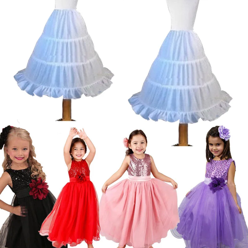 Белая детская юбка трапециевидной формы; юбка с 3 кольцами; Нижняя юбка с эластичной резинкой на талии; детские юбки для свадебной вечеринки для девочек