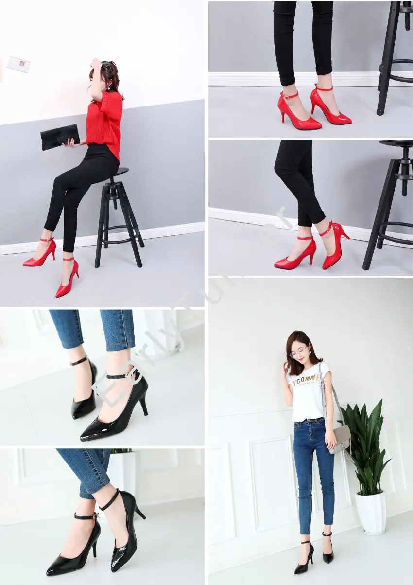 Брендовые новые Гламурные женские блестящие туфли-лодочки абрикосового и красного цвета черные женские туфли на высоком каблуке под вечернее платье Большие размеры 10, 31, 43, 47, EH391