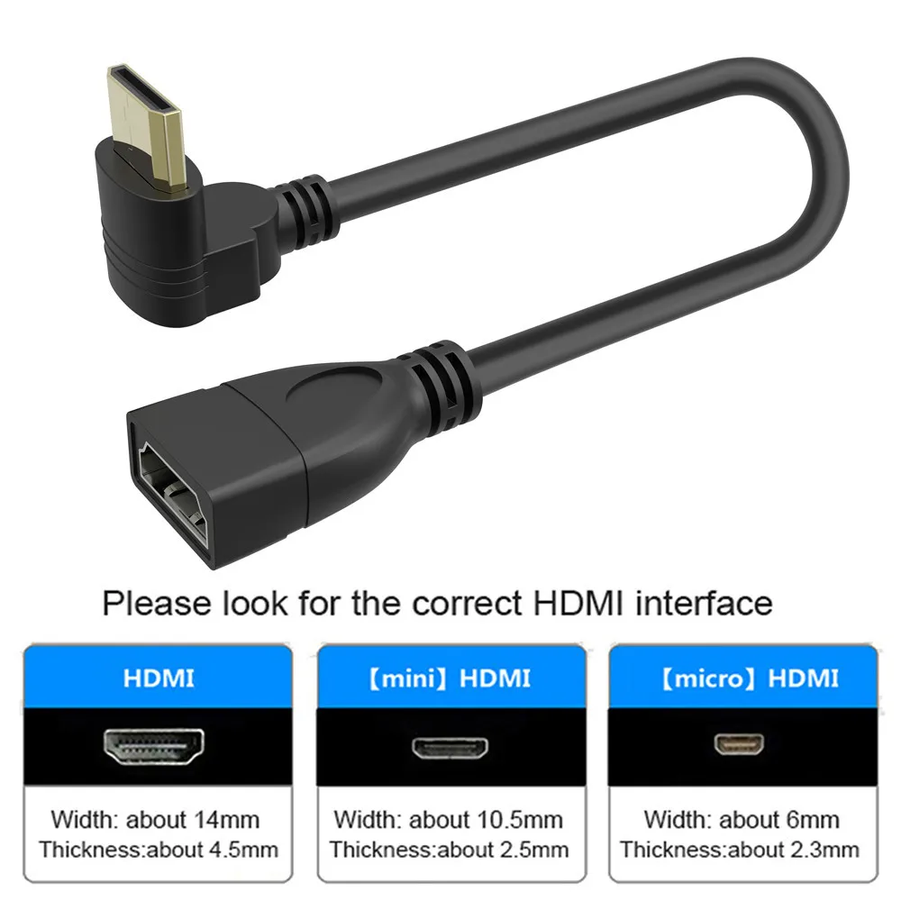 Высокая Скорость 15 см 90 градусов Mini HDMI мужчины к женщине HDMI конвертер Кабель-адаптер для ПК HDTV Планшеты разъем поддержка 3D