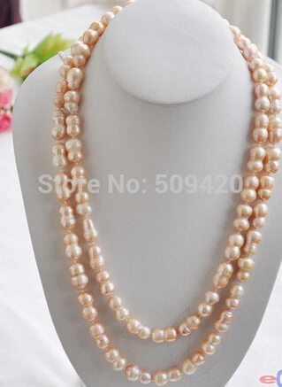 

Shipping 50" 20mm PINK peanut DOUBLE BAROQUE FRESHWATER PEARL NECKLACE (C0309)