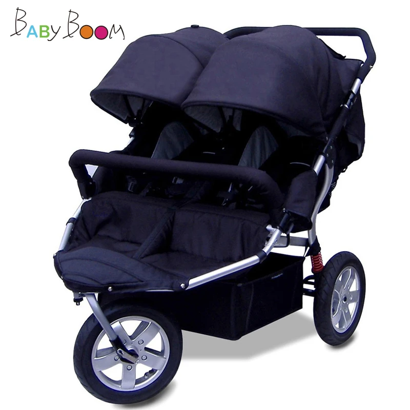 Babyboom внедорожная детская коляска для близнецов, ударные пневматические колеса, двойная детская коляска для близнецов, детская коляска, 3 колеса для близнецов, автомобиль