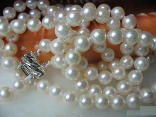 

2 STRAND 9-10 MM WHITE CULTURED PEARL NECKLACE @