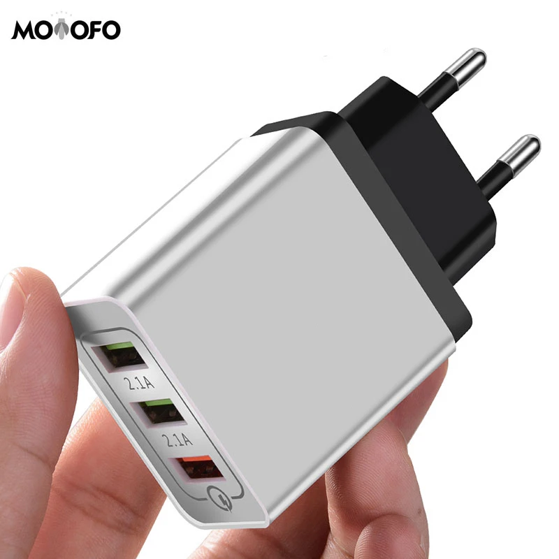 

3-port Universal 18W USB Quick Charge 3.0 5V 3A for iPhone EU plug mobile phone fast charger smart Charging IOS Samsug Huawei