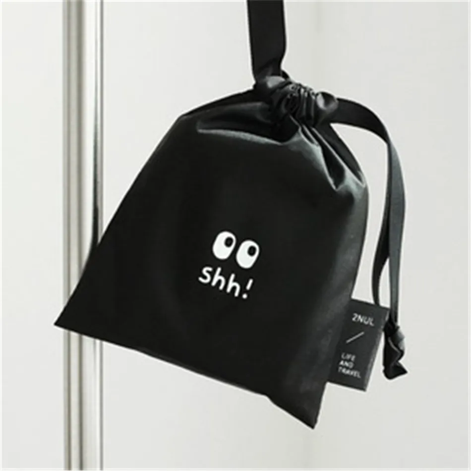 Черная водонепроницаемая сумка для макияжа на шнурке с принтом, милая школьная сумка на шнурке, одноразовая косметичка для подгузников