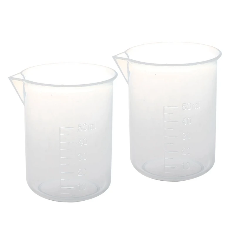 Plastic Capacity Measuring Cup Beaker Laboratory Set 50ml 10 Pcs Clear | Канцтовары для офиса и дома