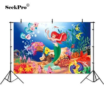 

Bubbles Under Sea Ariel Princess Little Mermaid Rocks Corals Custom Photo Studio Backdrop Background Vinyl