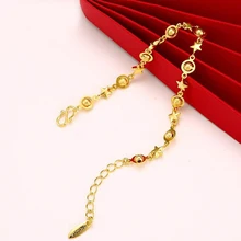 MxGxFam 20 см очаровательный браслет с Луной и звездой для женщин модные ювелирные изделия 24 К чистого золота цвет гипоаллергенный