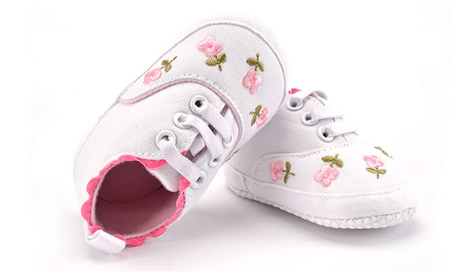 Baby Girl Shoes White Lace Floral Embroidered Soft Shoes First Walker Shoes