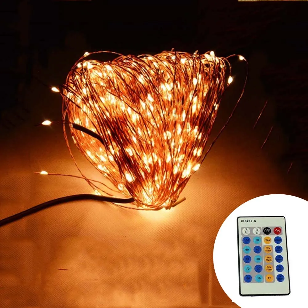 

IR Remote Control 50M 165Ft 500 LED Copper Wire Warm White White Multicolor LED String Light Starry Lights With Power Adapter