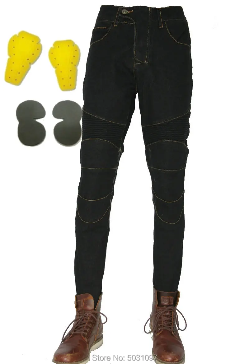 Классические штаны для езды на мотоцикле, защитные джинсы, рыцарские повседневные штаны для езды на велосипеде, свободные прямые джинсы, штаны - Цвет: black pants N ypads