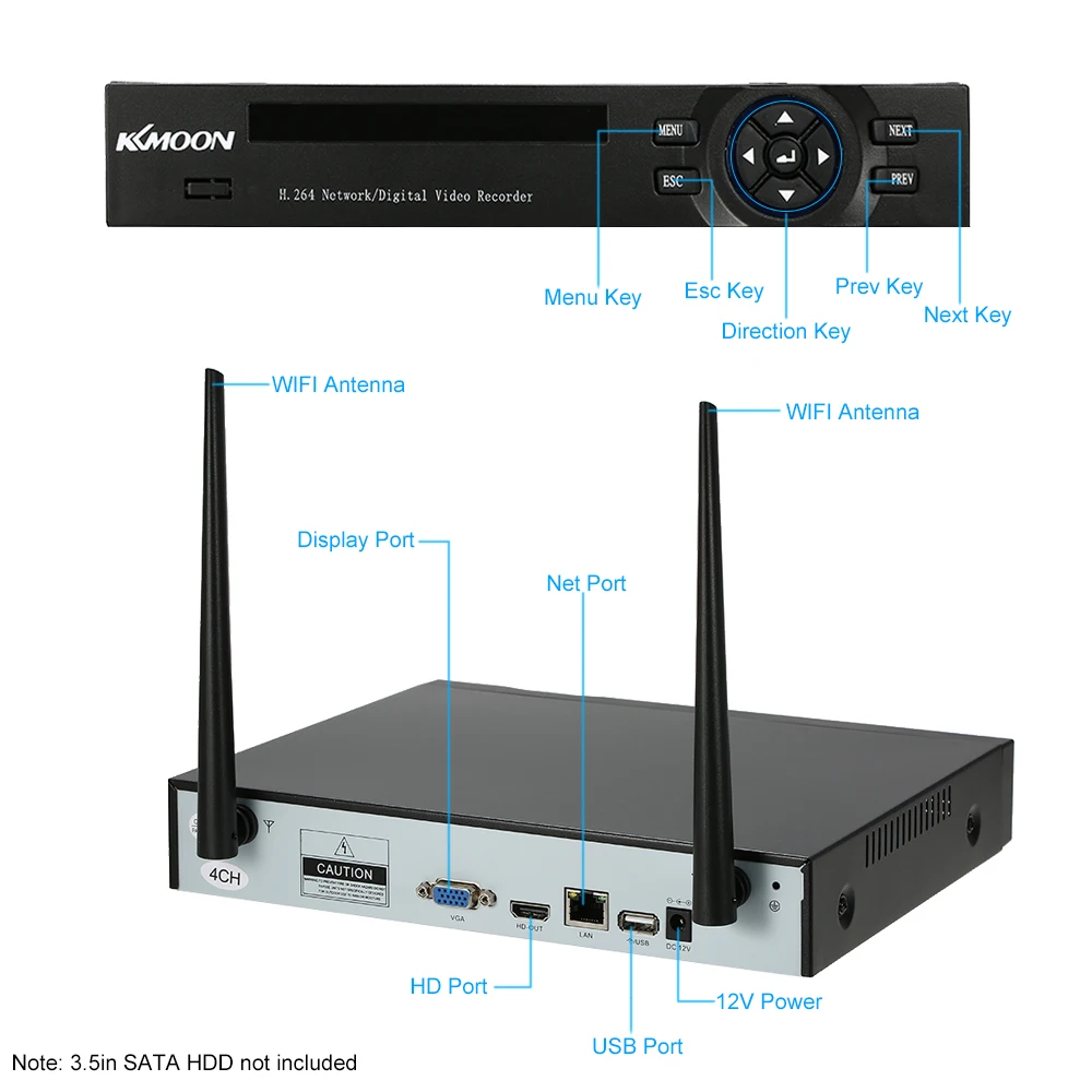 KKmoon 4CH 1080P WiFi NVR комплект с 4 шт 1.0MP Беспроводная WiFi Водонепроницаемая ip-камера ночного видения CCTV система видеонаблюдения