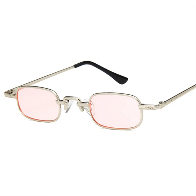 YOOSKE стимпанк очки солнцезащитные очки для мужчин и женщин винтажные маленькие прямоугольные Квадратные Солнцезащитные очки Модные красные очки бренд панк UV400 - Цвет линз: Розовый