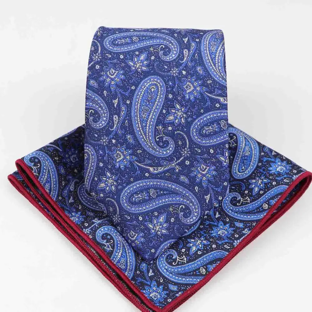 Мужской формальный Пейсли Полиэстер Карман квадратный галстук шейный платок галстуки много два шт набор - Цвет: 9