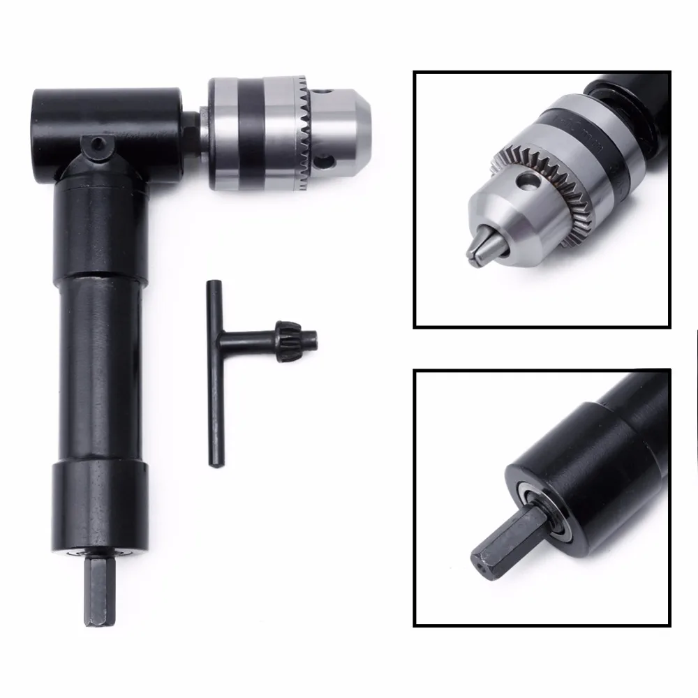 

3/8" Aluminium Head Right Angle Drill Attachment Bit 3/8 Chuck Key Adaptor Hand Tools