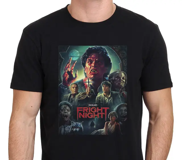 Cotton Vintage Tee Shirts Fashion Fright Night 80'S Horror Movie Poster ...