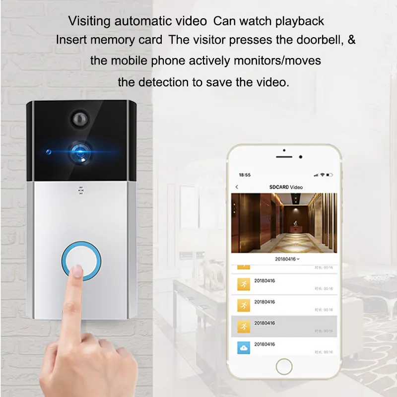 Умный дверной Звонок IP видео wifi беспроводной домофон с камерой для квартиры ИК сигнализация беспроводная камера безопасности