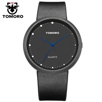 

Vogue TOMORO Unisex Fashion Ladies Watches Black Women Watches Style Men Minimalism Genuine Band Casual Male Waterproof Clock