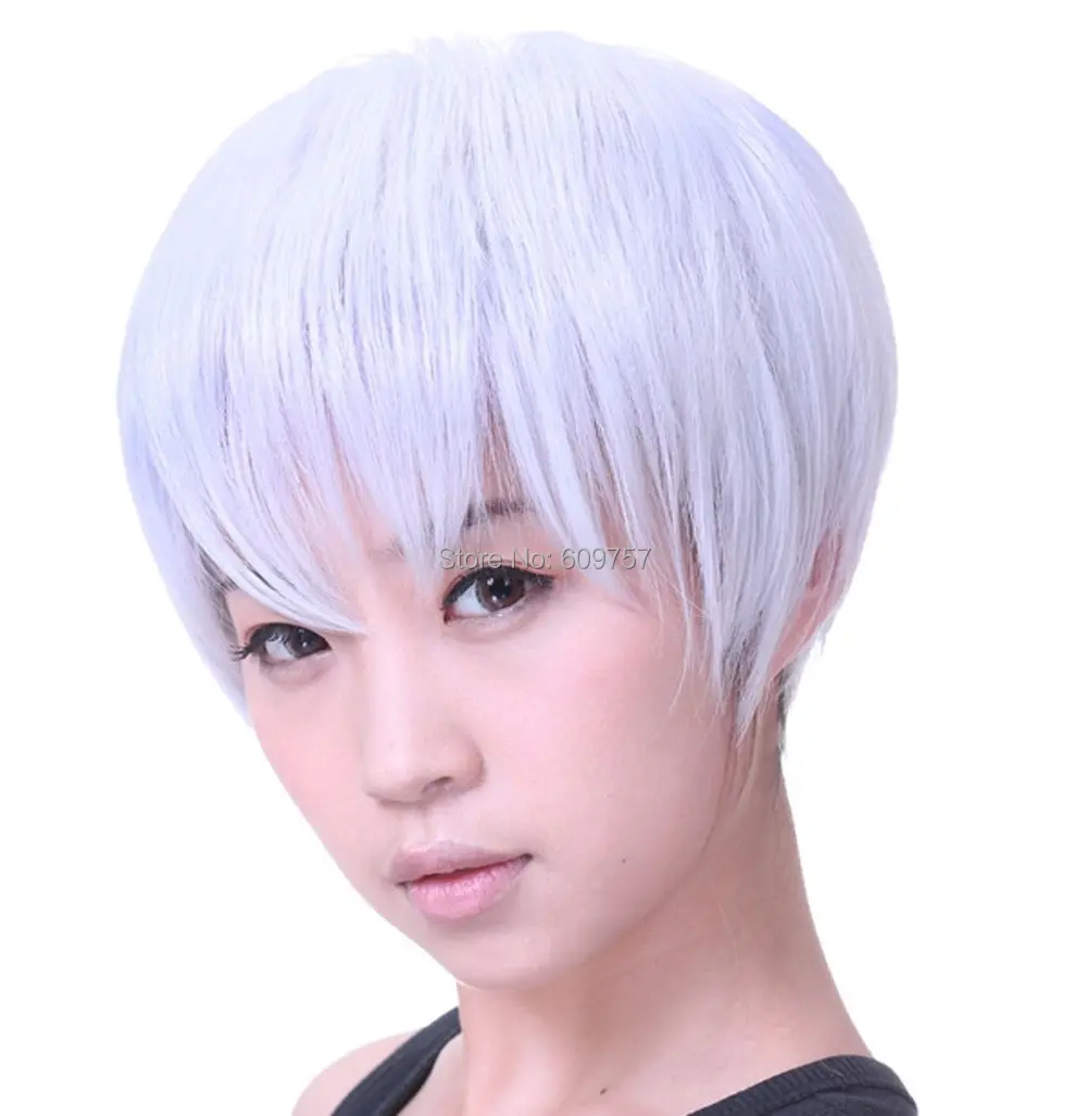 Men Women Short White Light Purple Cosplay Party Costume Synthetic