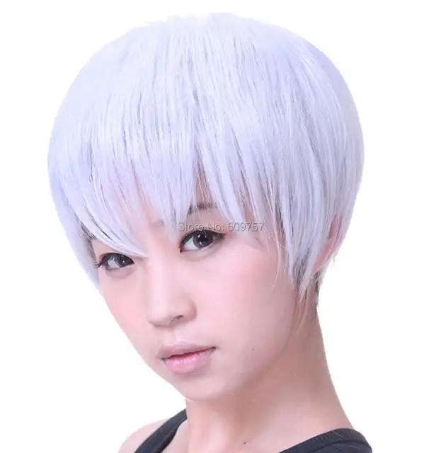 Men Women Short White Light Purple Cosplay Party Costume Synthetic