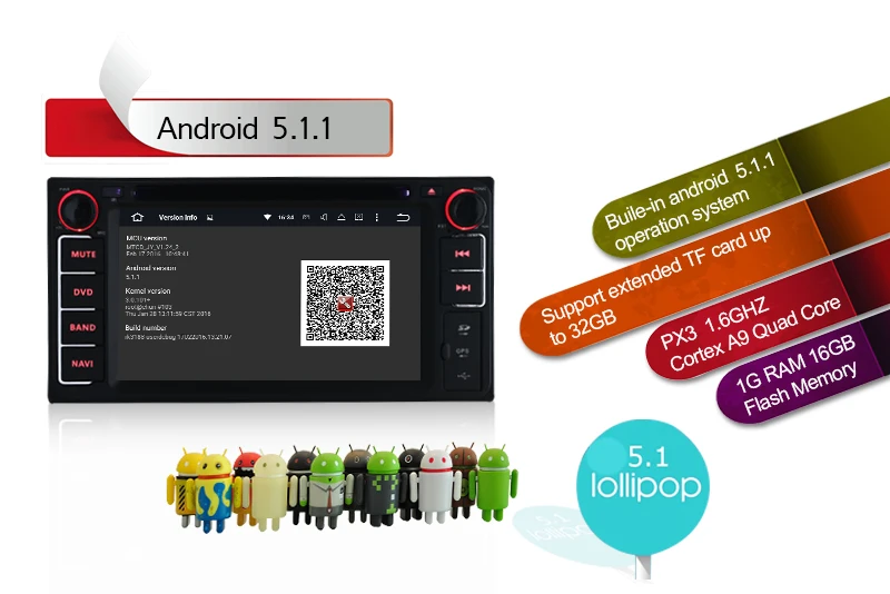 Perfect Quad Core Android 5.1.1 Car DVD GPS Radio for Toyota Universal Fortuner RAV4 Hilux Vios Camry Prado Corolla Land Cruiser Wifi 3G 2