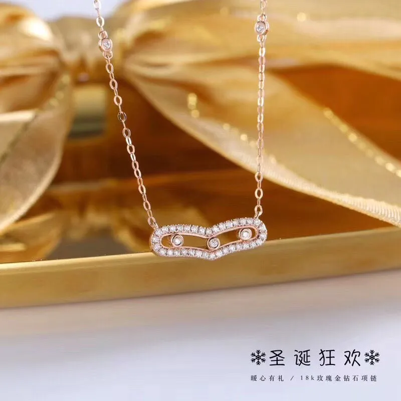

ANI 18K Rose Gold (AU750) Wedding Pendant Necklace 0.16 ct I-J/SI Real Natural Diamond Gold Chain Necklace Christmas Gift