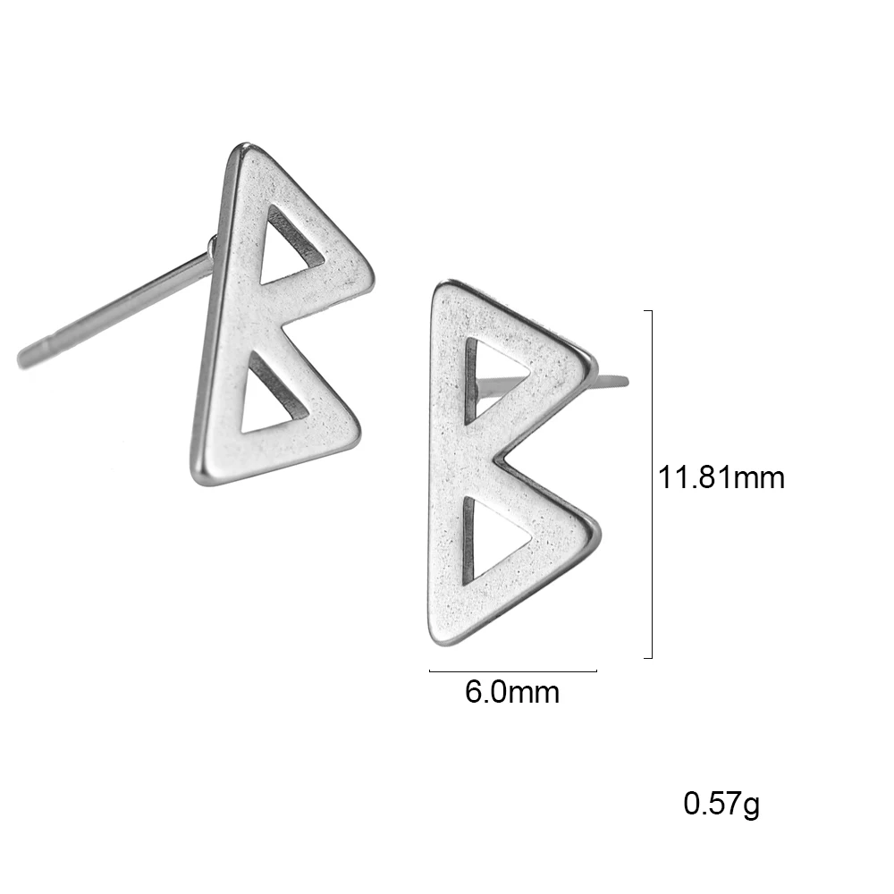 Lemegeton, маленькие серьги в виде руны викингов, серьги из нержавеющей стали, минималистичные серьги с буквами и алфавитом, серьги-гвоздики для женщин и детей, ювелирные изделия - Окраска металла: 7
