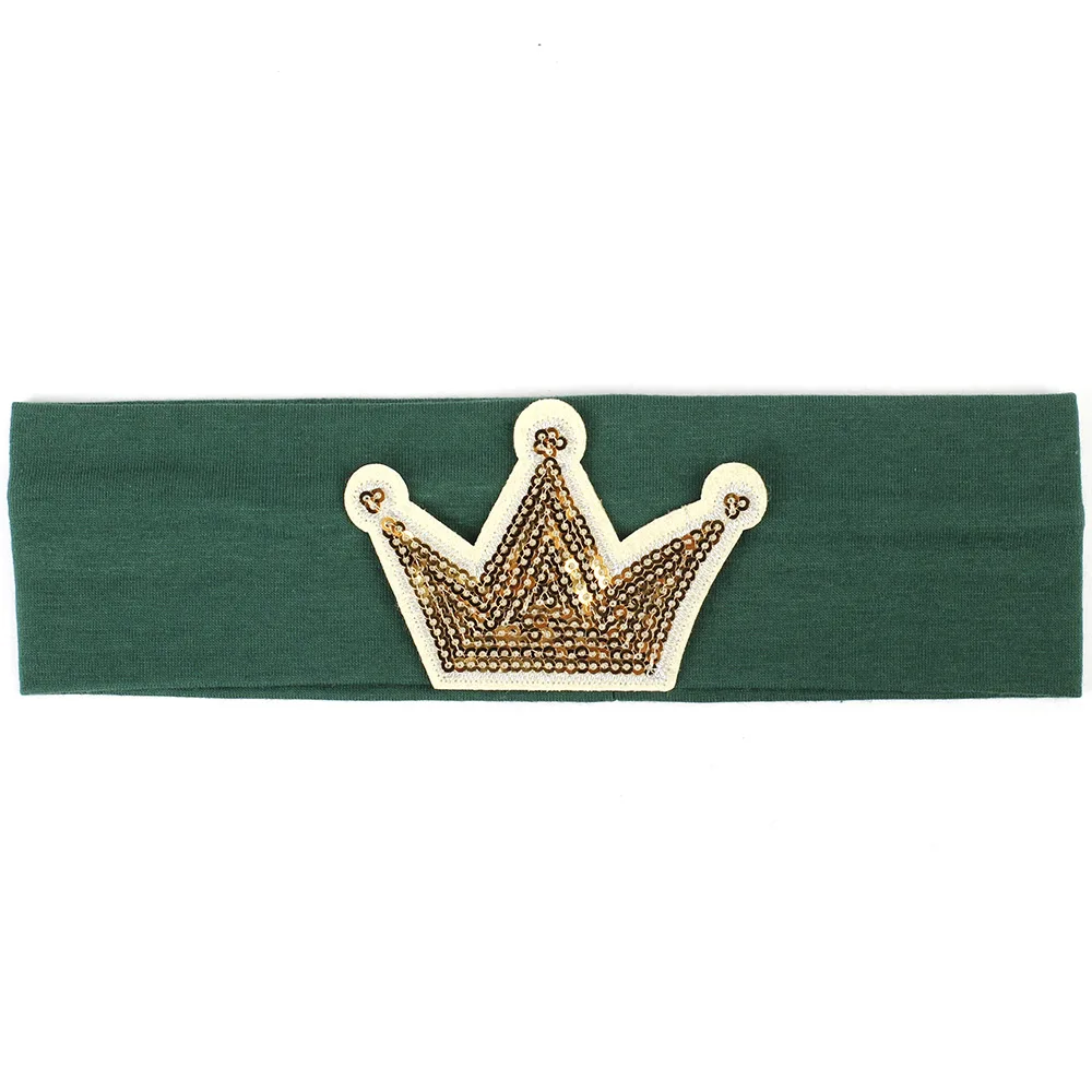 Gold Army Green Geebro для маленьких девочек повязка на голову, с блестками Корона повязка на голову тюрбан из хлопка дети эластичный головной убор ручной работы модные женские аксессуары для волос DT721 - Цвет: Gold Army Green