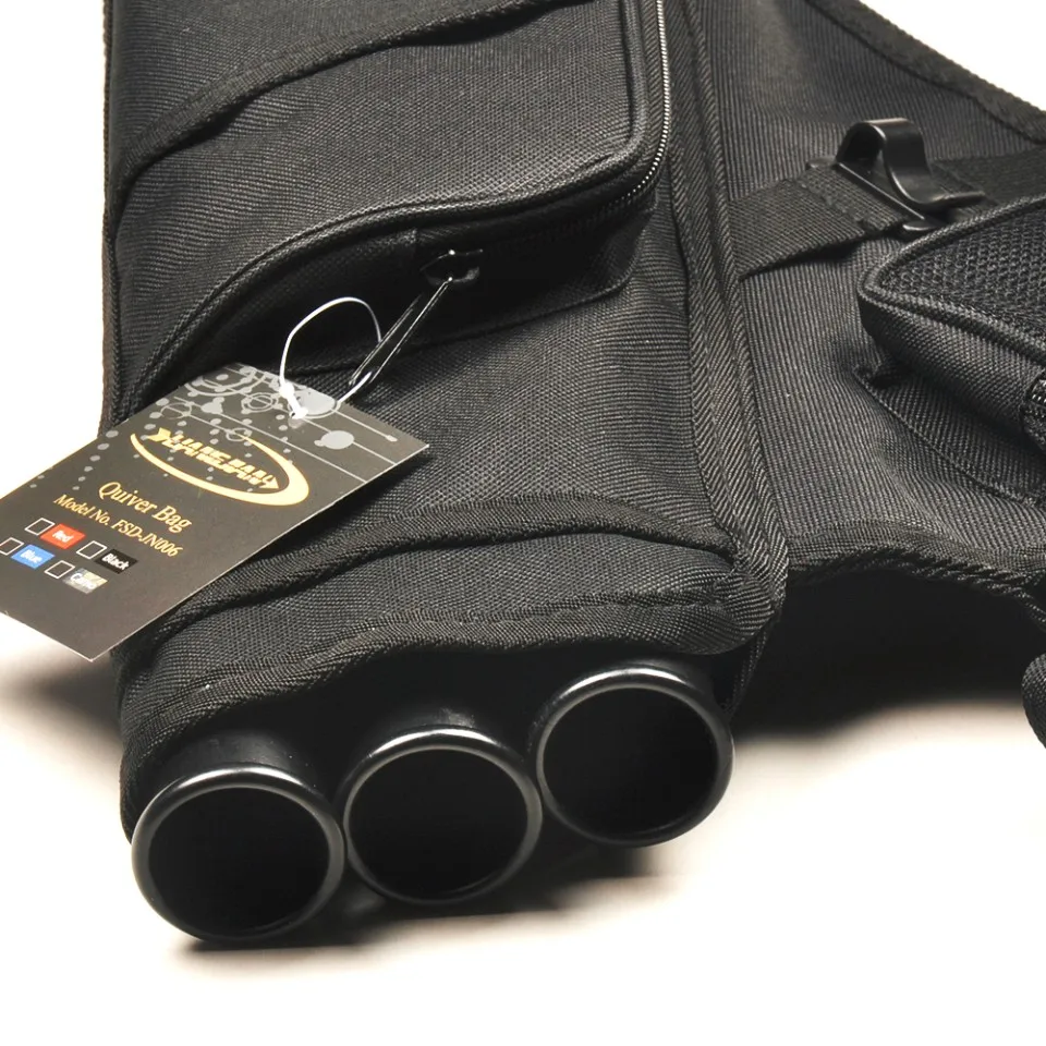 Kaufen 3 farbe 3 Rohre Pfeil Köcher 46x32cm mit Verstellbaren Riemen Pfeile Halter Tasche für Bogenschießen Jagd Schießen