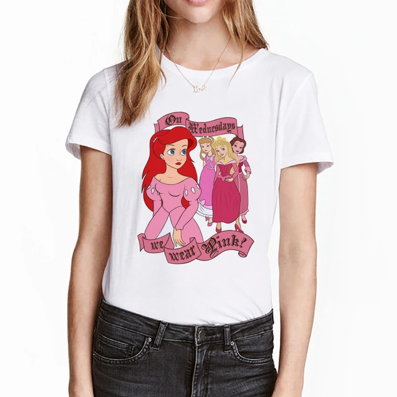 

2019 NewT shirt Women Cute Princesses Tshirt Casual Tops We Wear Pink Print T shirts Casual Female White women tshirt tops