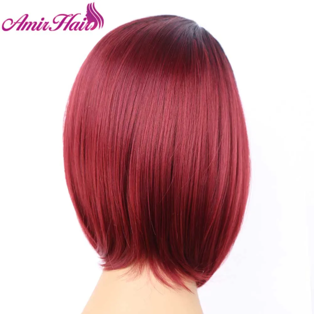 Amir hair парик «пучок» Ombre черный корни красный черные парики для Для женщин синтетический парик жаропрочных зеленый блондинка парик для