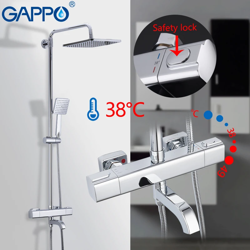 Günstige GAPPO thermostat Dusche System dusche set regen wasserhahn heißen und kalten schwarz Dusche wasserhahn Badewanne thermostat dusche mixer