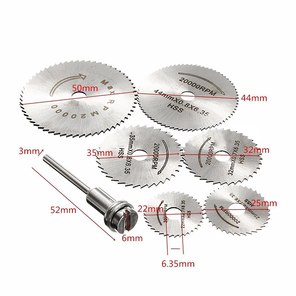  6Pcs Mini HSS Circular Saw Blades New Portable Rotary Tool  Disc Set Mini Drill Rotary Tool Cutting Blade Accessories Sliver