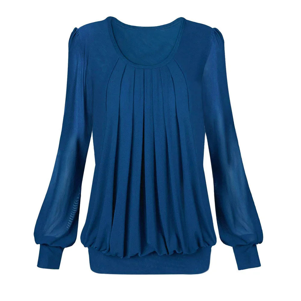 

Women Chiffon Shirt 2019 Autumn Black Long Sleeve Solid Color O Neck Casual Loose Tops shirt women Tunic Blouse chemise femme
