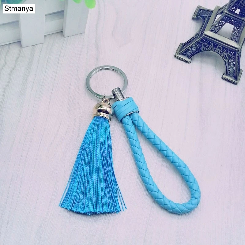 

Silk Tassels Key Chain PU woven Keychain - 2016 New PU leather Car keychains For Women bag Car key ring jewelry #16018-1