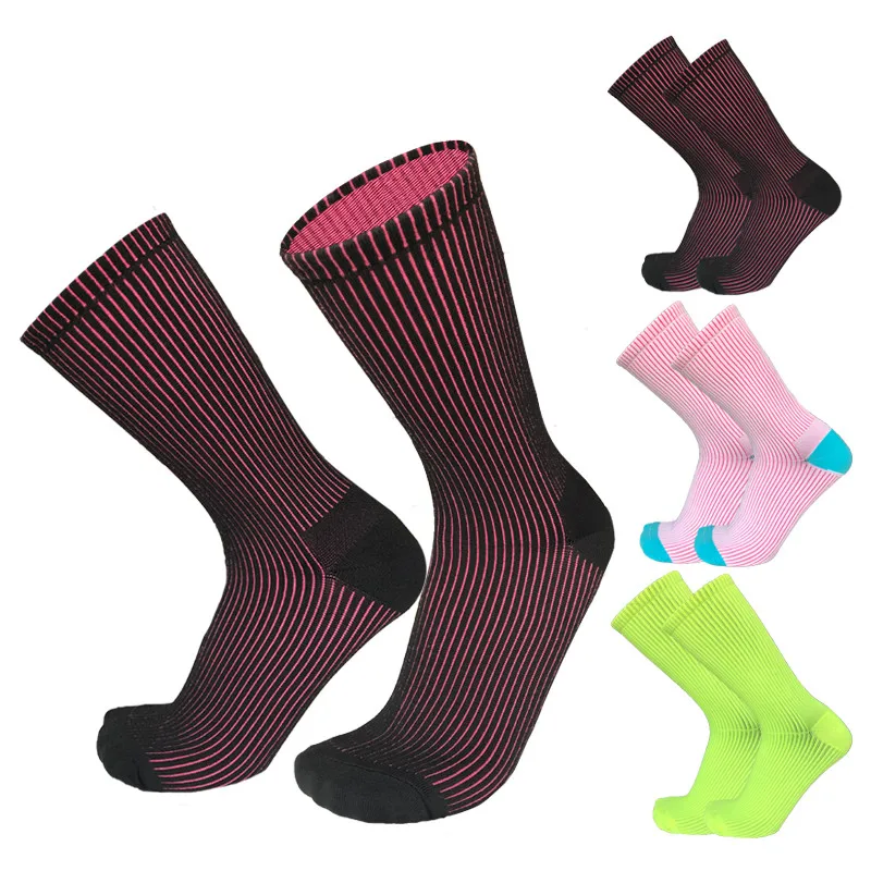 

New Two in one Double Color Sports Cycling Socks Men Women White Surface Pink Inside Running Road Bike socks