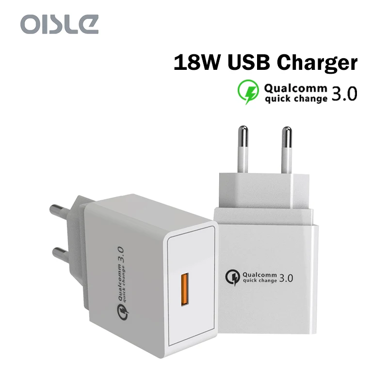 18W Quick Charge 3.0 USB Charger EU Plug Fast Mobile Phone Charger Travel USB Power Adapter For iPhone Samsung Xiaomi Huawei