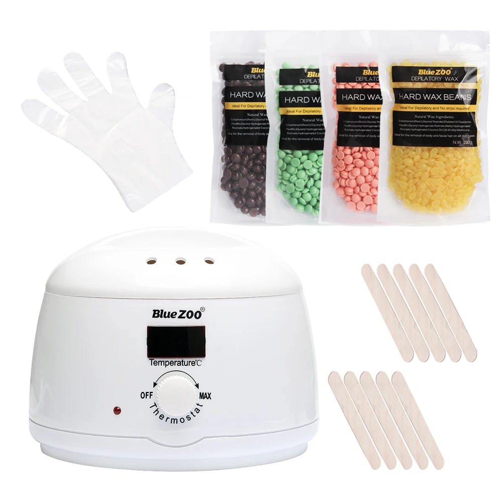 

Depilatory Hot Film Hard Wax Heater Waxing Epilation Wax Beans Set With Wooden Spatulas Depilatory Waxing Bikini Hair Removal