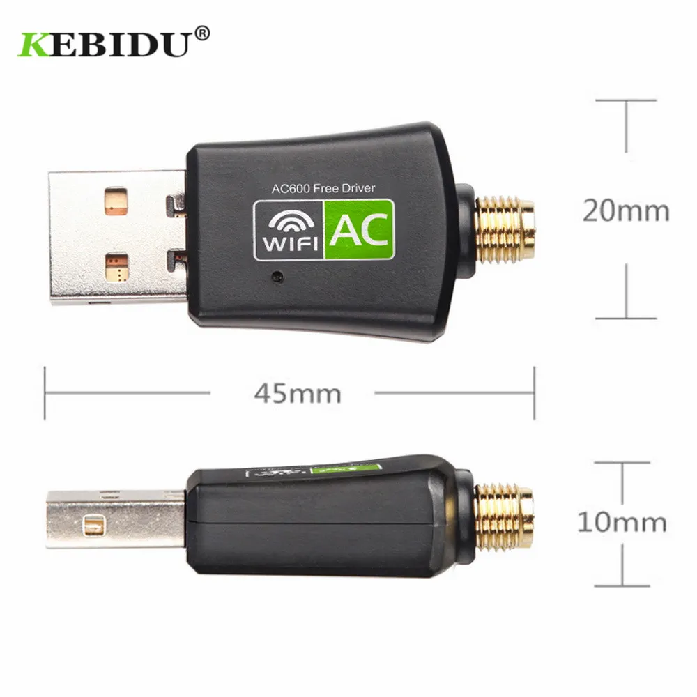 Сетевой адаптер Kebidu с бесплатным драйвером Wifi USB Двухдиапазонный 600 Мбит/с 5/2 4 ГГц